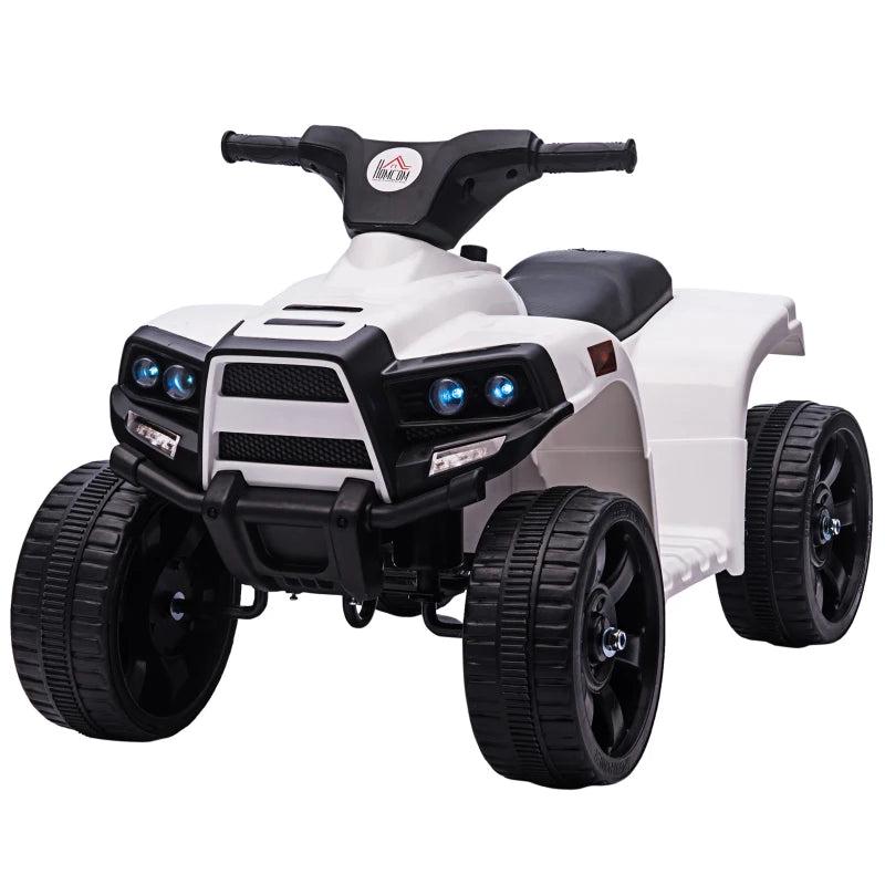 6V Kids Electric Ride-On Car ATV Quad Bike with Headlights & Horn - White Toy for Toddlers 18-36 Months