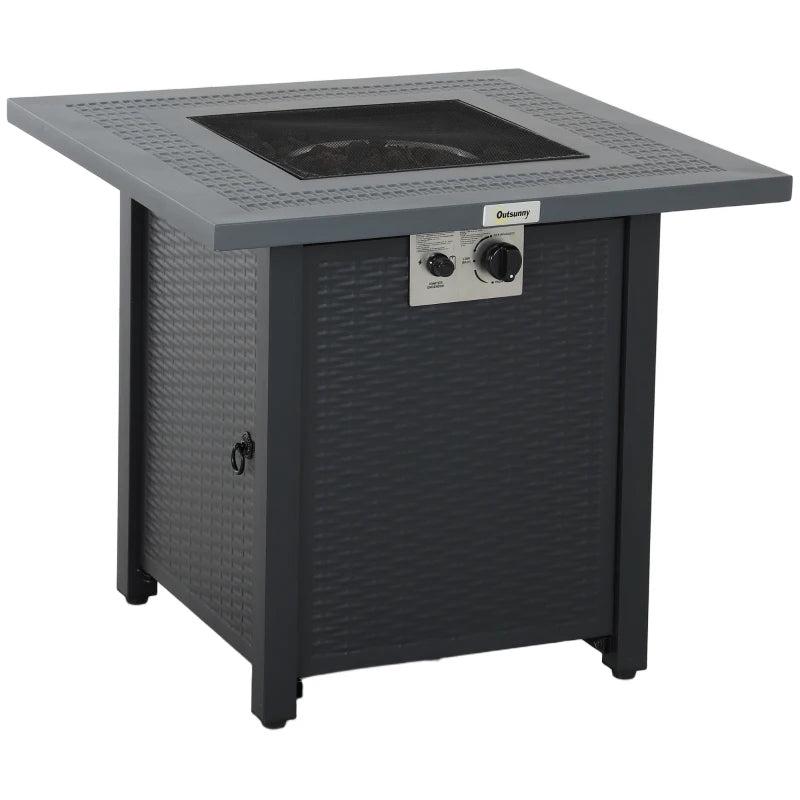 71x71cm 40000 BTU Gas Fire Pit Table - Stylish Black/Dark Grey Outdoor Heating Solution for Patios & Backyards