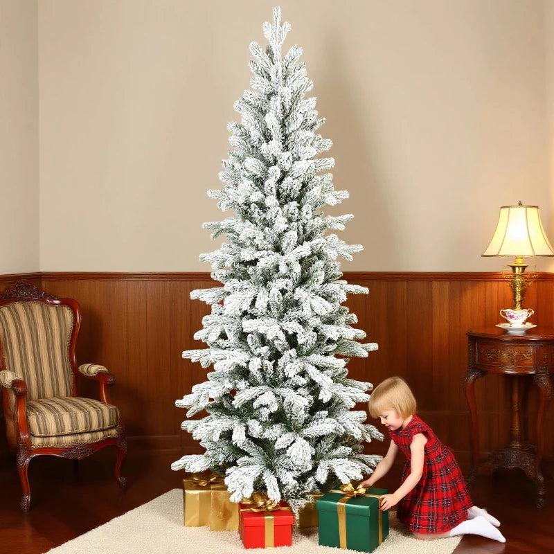 7ft Flocked Artificial Christmas Tree - Lush Snowy Pine, Pre-Lit, Perfect for Holiday Decor, Easy Assembly, Indoor Use