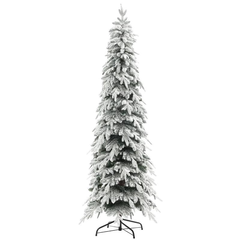 7ft Unlit Artificial Christmas Tree - Snow-Covered Holiday Decor for Festive Home Decoration