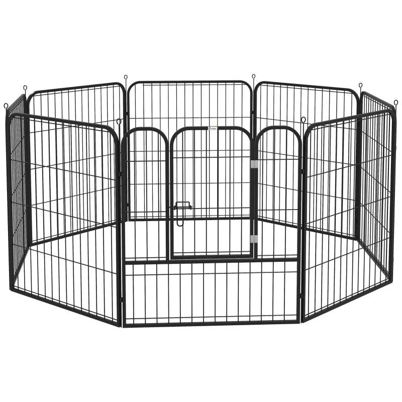 8 Panels Heavy Duty Puppy Playpen for Small & Medium Dogs - Indoor/Outdoor Use, Black, Durable Pet Enclosure