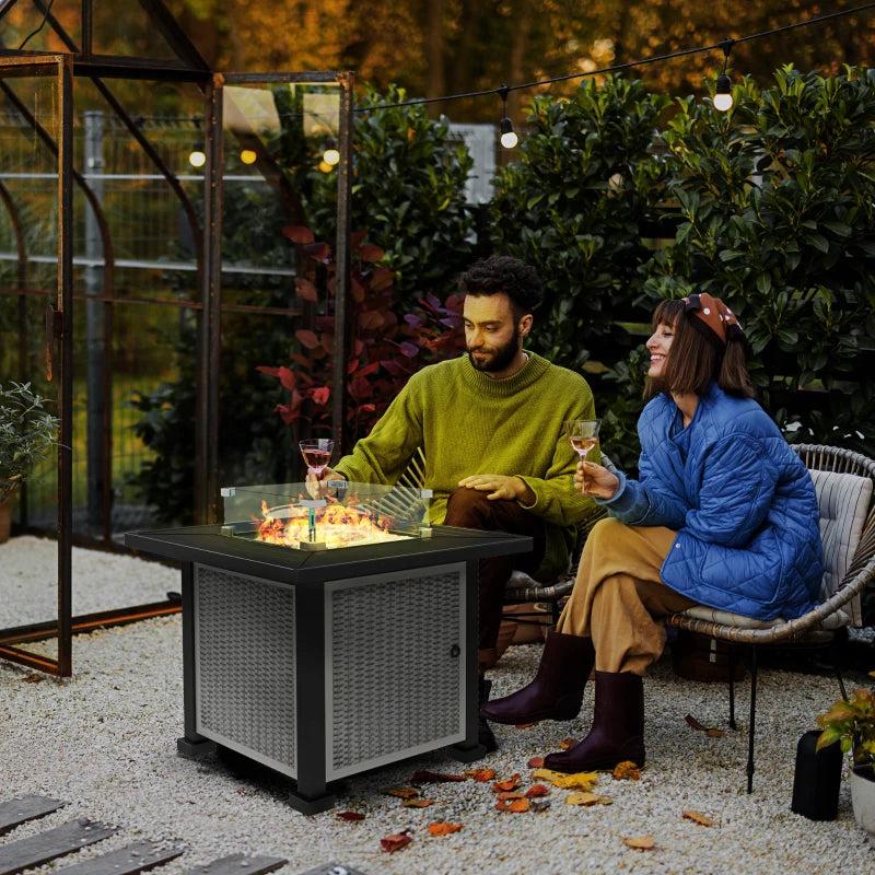 81x81cm 50,000 BTU Grey Gas Fire Pit Table - Outdoor Heating & Stylish Patio Decor
