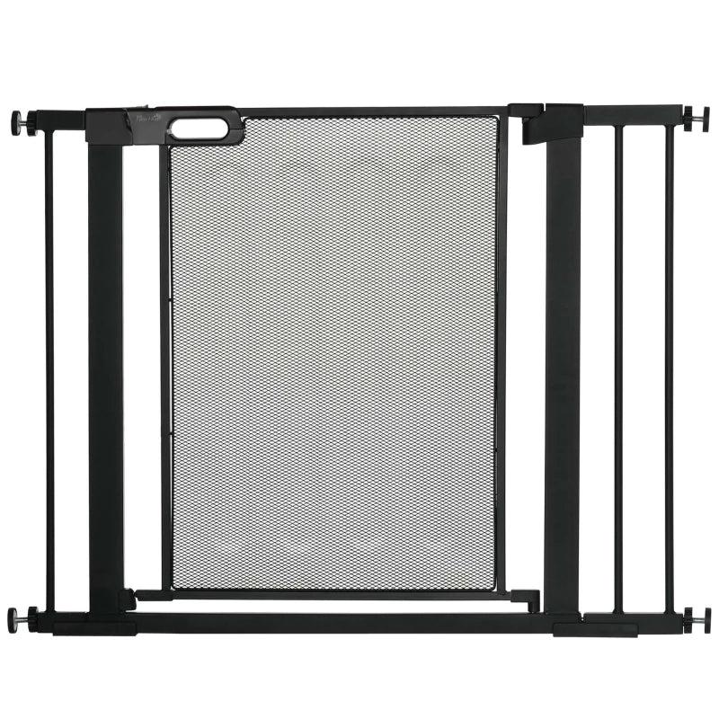 Adjustable Pressure Fit Safety Gate for Staircases, Hallways & Doorways - Black, 75-103CM with Extensions Kit