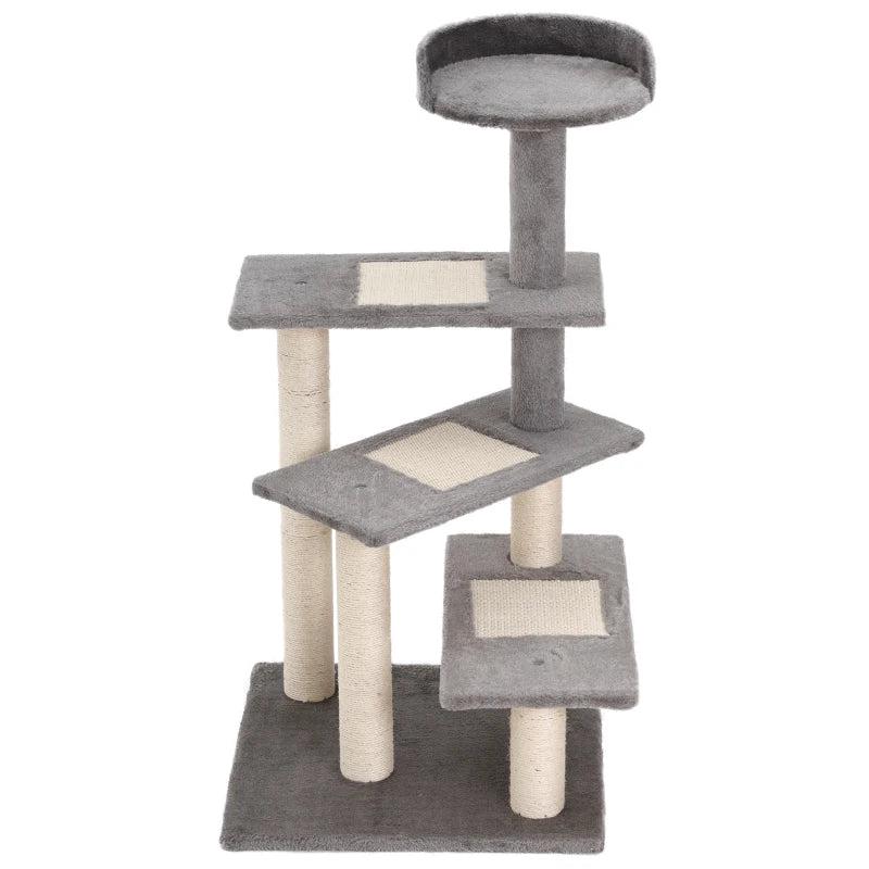 100 cm Cat Tree for Indoor Cats - Grey Kitten Scratching Post & Climbing Tower Activity Centre