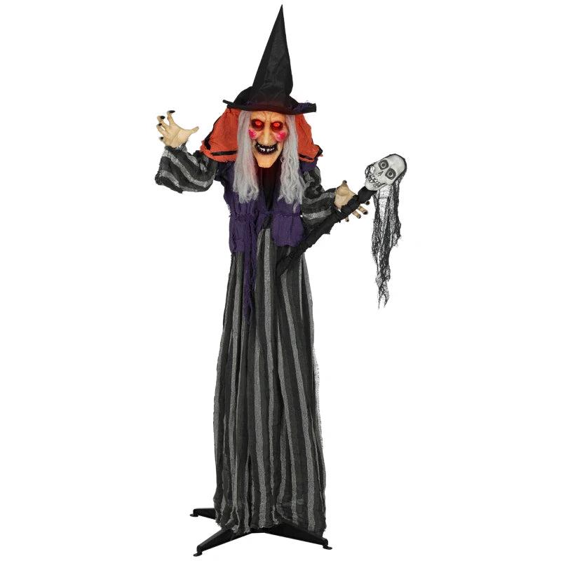160cm Lifelike Moving Witch Decoration - Realistic Halloween Prop for Spooky Home Decor - Multi-Function Animated Figure