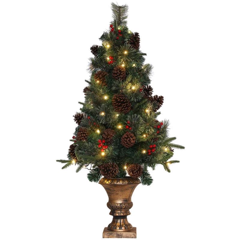 4ft Realistic Artificial Christmas Tree with 60 Warm White LED Lights & Remote - 8 Modes, Trophy Stand for Holiday Decor