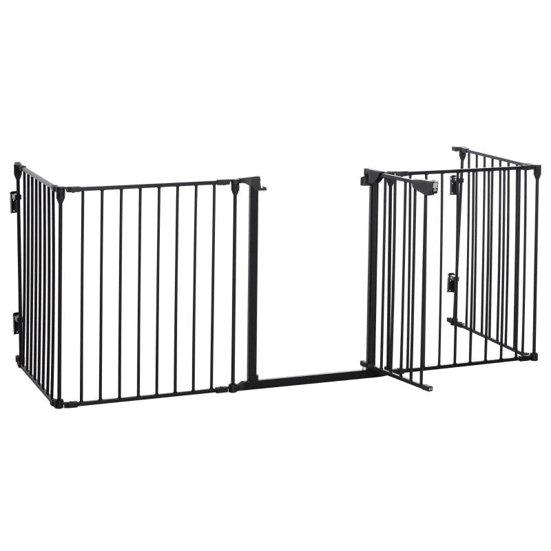 5-Panel Metal Pet Playpen with Walk-Through Door - Black Dog Fence for Indoor/Outdoor Use, Durable & Easy to Assemble