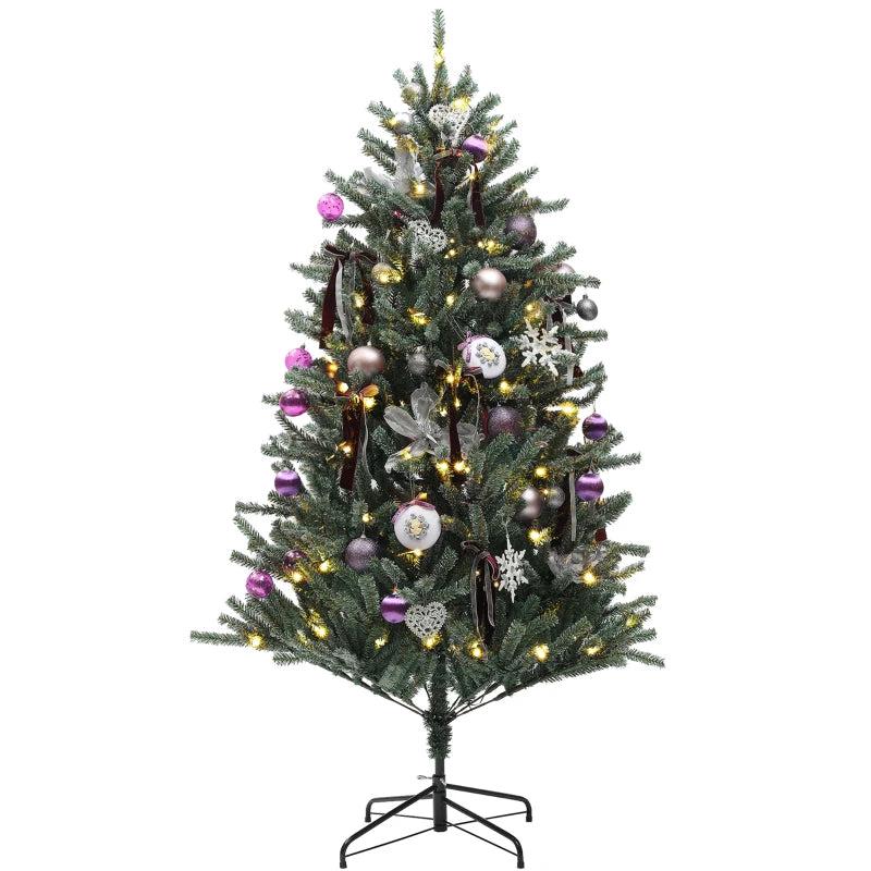 5ft Artificial Christmas Tree with Purple Decorations & Lights - Perfect Holiday Decor for Festive Celebrations