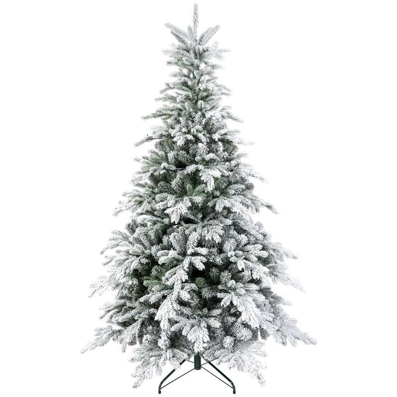 5ft Snow-Flocked Artificial Christmas Tree with LED Lights - Bushy, Lifelike Holiday Decor for Festive Home Decoration