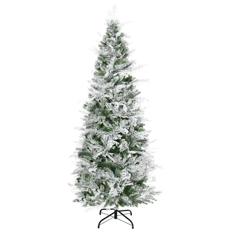 6 Ft Snow Flocked Artificial Christmas Tree - Realistic Cypress Branches, Auto Open, Lush Green Holiday Decor