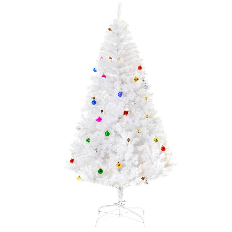 6ft Elegant White Snow Artificial Christmas Tree with Metal Stand - Seasonal Home Decorations for Holiday Cheer