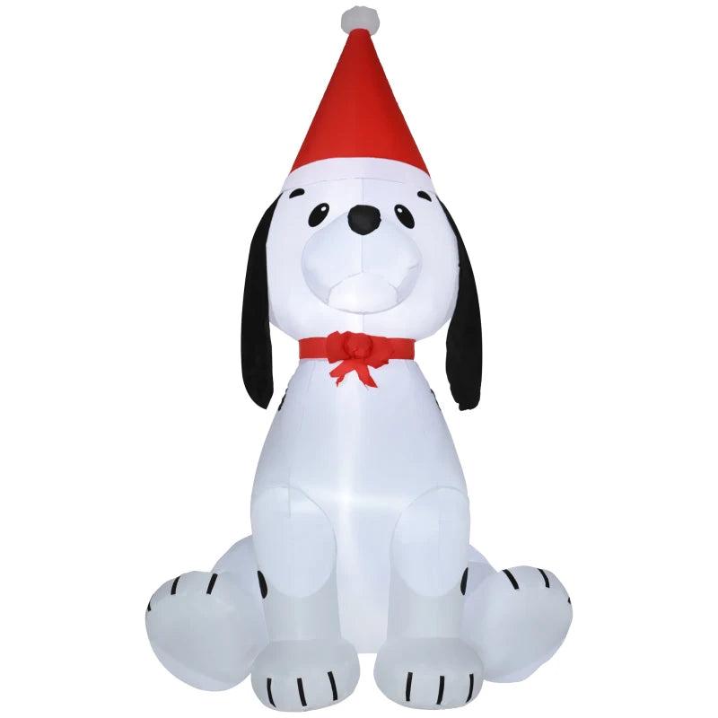 6ft Inflatable Christmas Puppy Dog with Santa Hat - Lighted Outdoor Holiday Decoration for Indoor & Outdoor Festivities