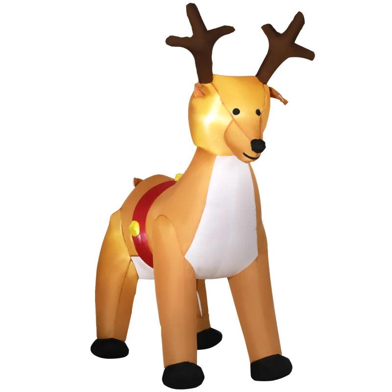 6ft Inflatable Christmas Reindeer Decoration - Fun Holiday Blow Up Decor with Lights for Indoor & Outdoor Use