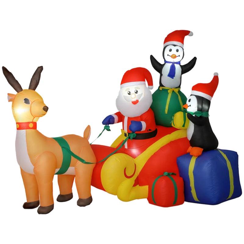 6ft Inflatable Santa Sleigh Decoration with Accessories - Perfect Holiday Outdoor Christmas Yard Decor