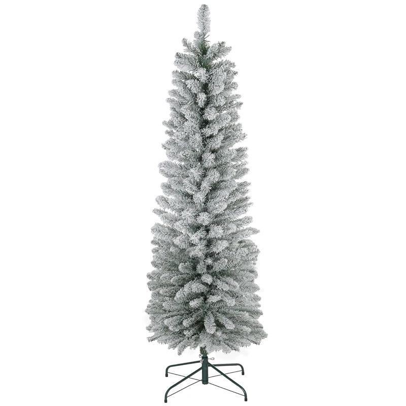 6ft Snowy Pencil Christmas Tree - Artificial White Holiday Decor for Festive Home Decoration
