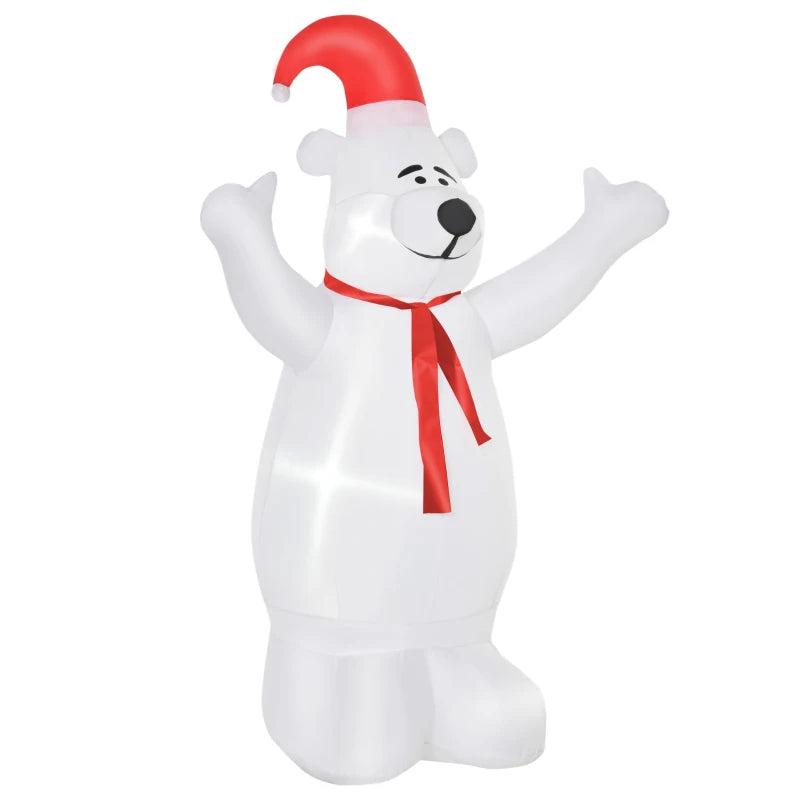 6ft Tall Inflatable Bear - Airblown Christmas Lawn Decoration for Outdoor Holiday Projection Display