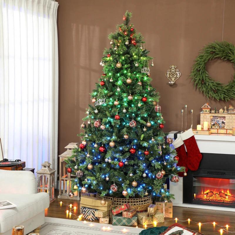 7.5ft Carolina Pine Christmas Tree with Colorful DIY LED Lights & Remote - Perfect Holiday Decor for Festive Celebrations