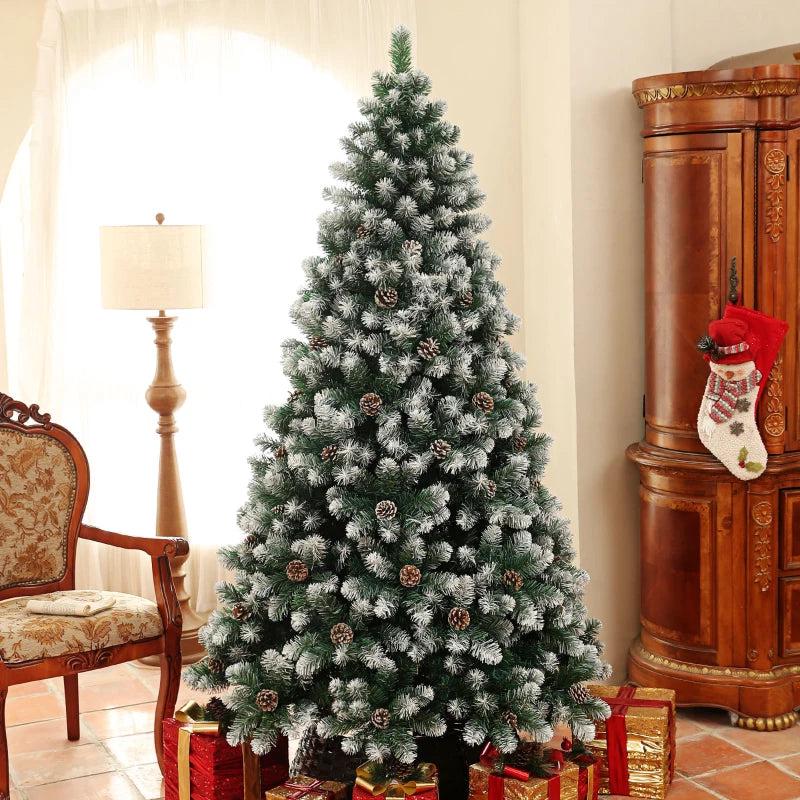 7ft Snow-Dipped Artificial Pine Christmas Tree - Realistic Holiday Decor for Festive Home Decoration
