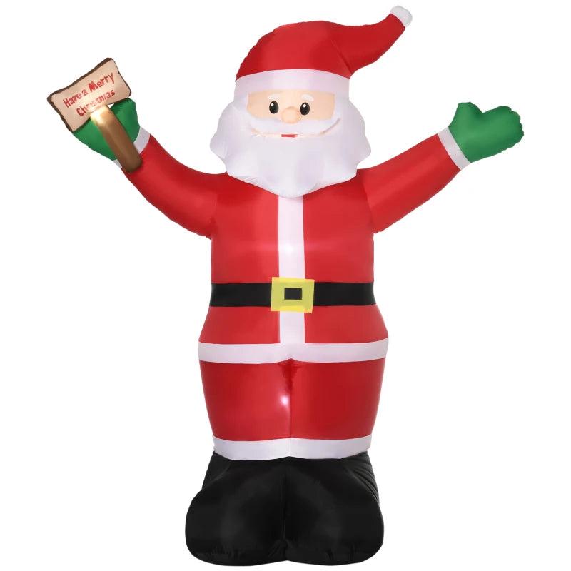 8ft Inflatable Christmas Santa Claus with LED Light Sign - Blow-Up Outdoor Yard Display for Lawn & Garden Holiday Decor