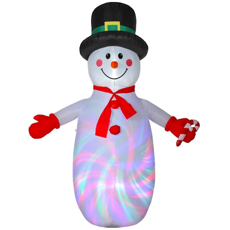 8FT Inflatable Christmas Snowman with Disco Lights - Self-Inflating Outdoor Decoration for Garden & Home Holiday Decor