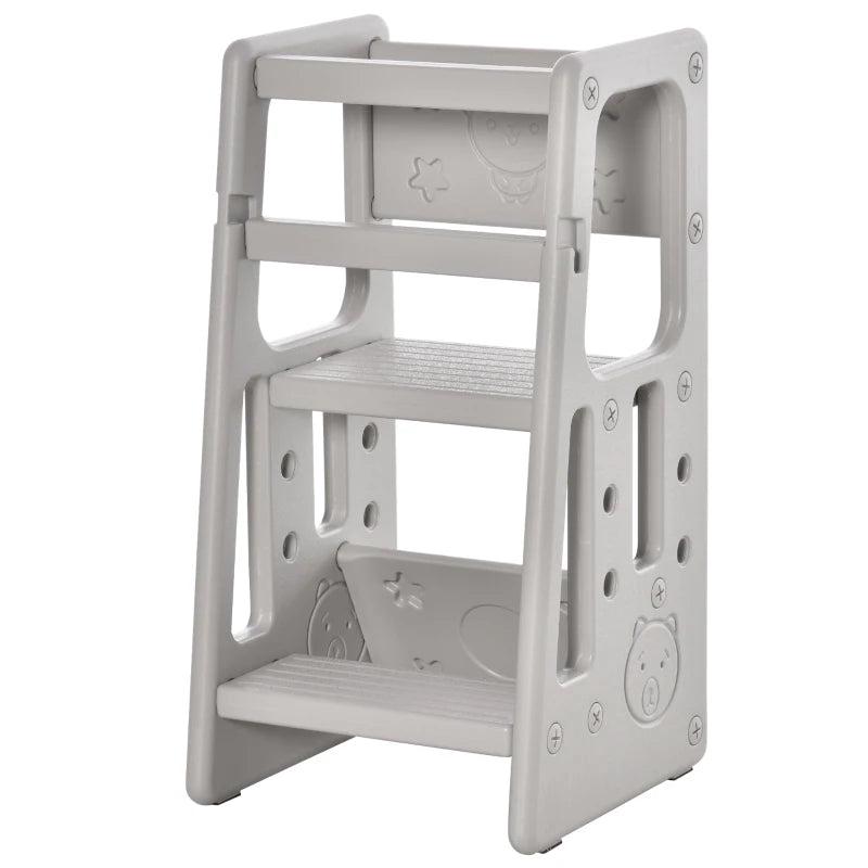 Adjustable Kids Step Stool with Non-Slip Mat - Grey - Perfect for Safe and Easy Reaching