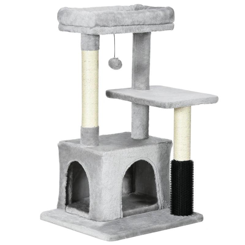 Premium Cat Tree for Indoor Cats - 48" Climbing Tower with Scratch Post, Massage Toy, Hanging Ball, Condo & Perch - Grey
