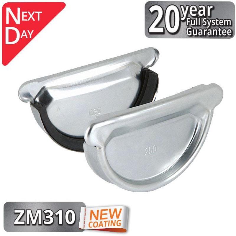 190mm Half Round Galvanised Steel Stop End