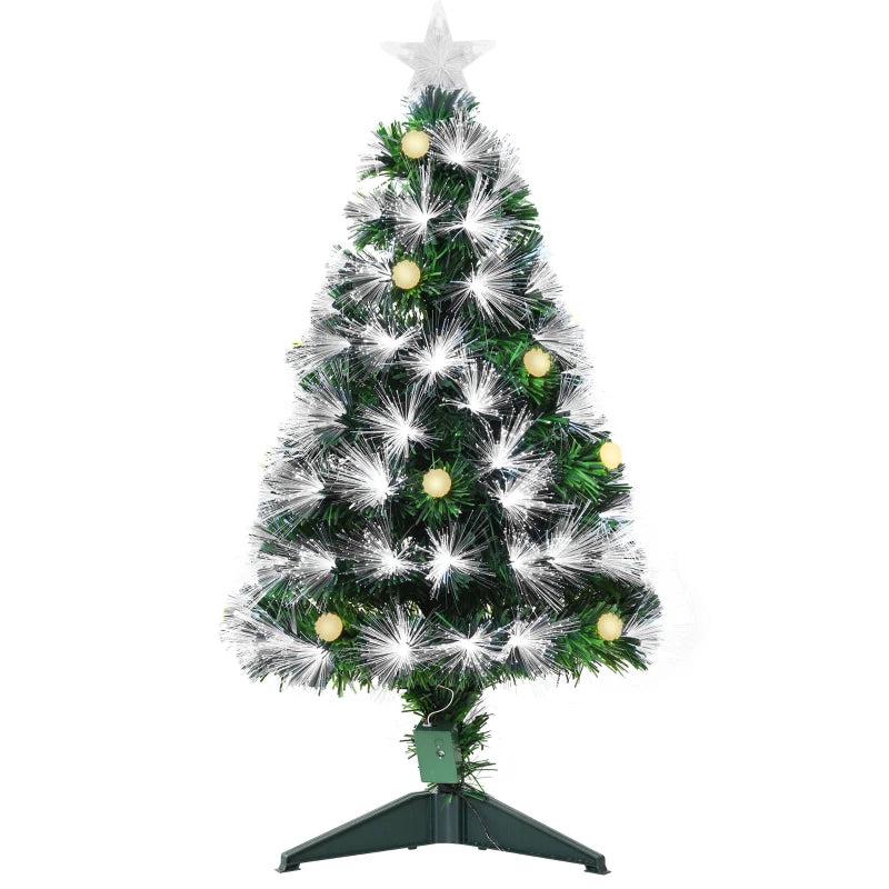 3ft Pre-Lit White Artificial Christmas Tree with 90 LEDs & Star Topper - Full Bodied Seasonal Decoration for Home