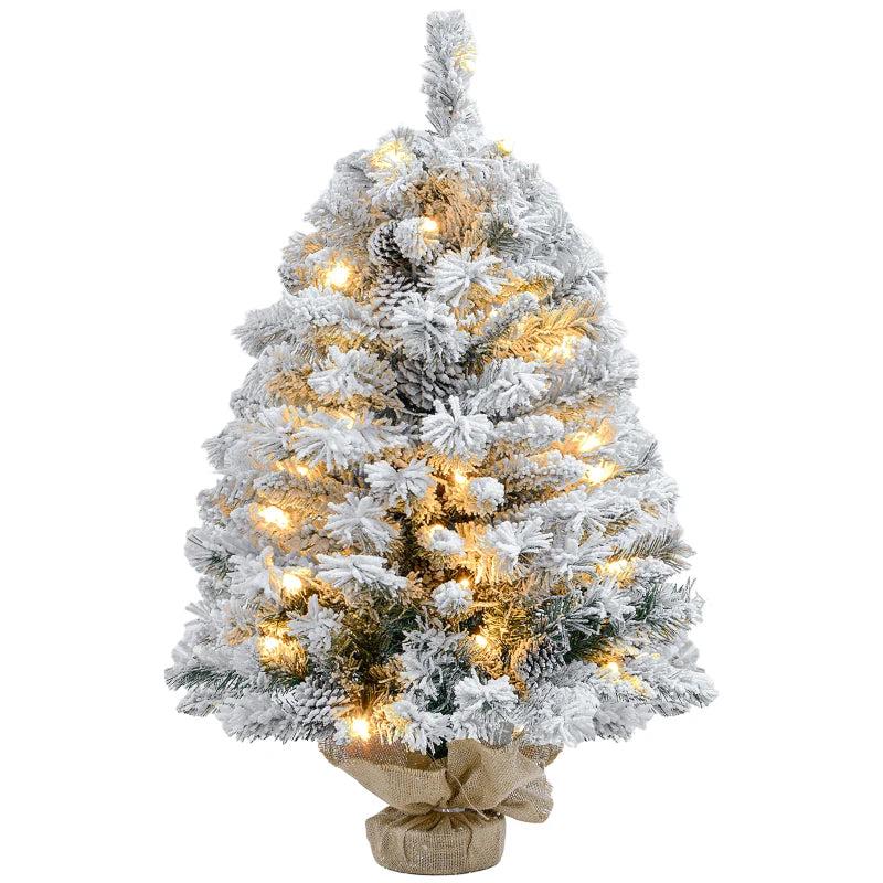 3ft Snowy Tabletop Christmas Tree with LED Lights - Perfect Holiday Decor for Home, Office, or Festive Events