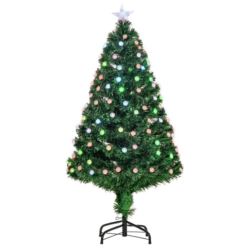 4FT Pre-Lit Artificial Christmas Tree with Fiber Optic Lights - Festive Green Holiday Decoration for Home & Xmas Cheer
