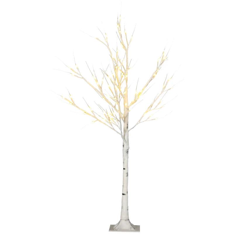 4ft Pre-Lit Artificial White Birch Tree with Warm White LED Lights - Indoor & Outdoor Decorative Lighting