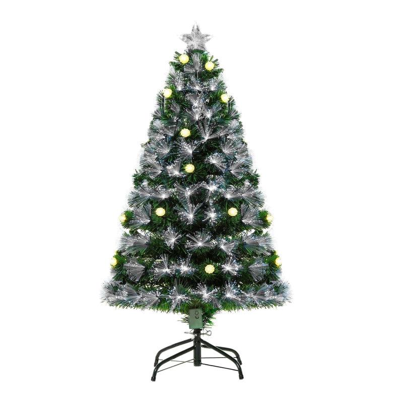 4ft Pre-Lit White Artificial Christmas Tree with 130 LEDs & Star Topper - Full Bodied Seasonal Decoration for Home