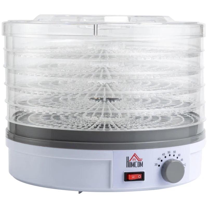 5-Tier Food Dehydrator 245W - Adjustable Temperature Control for Drying Fruits, Vegetables, Jerky & Pet Treats - White