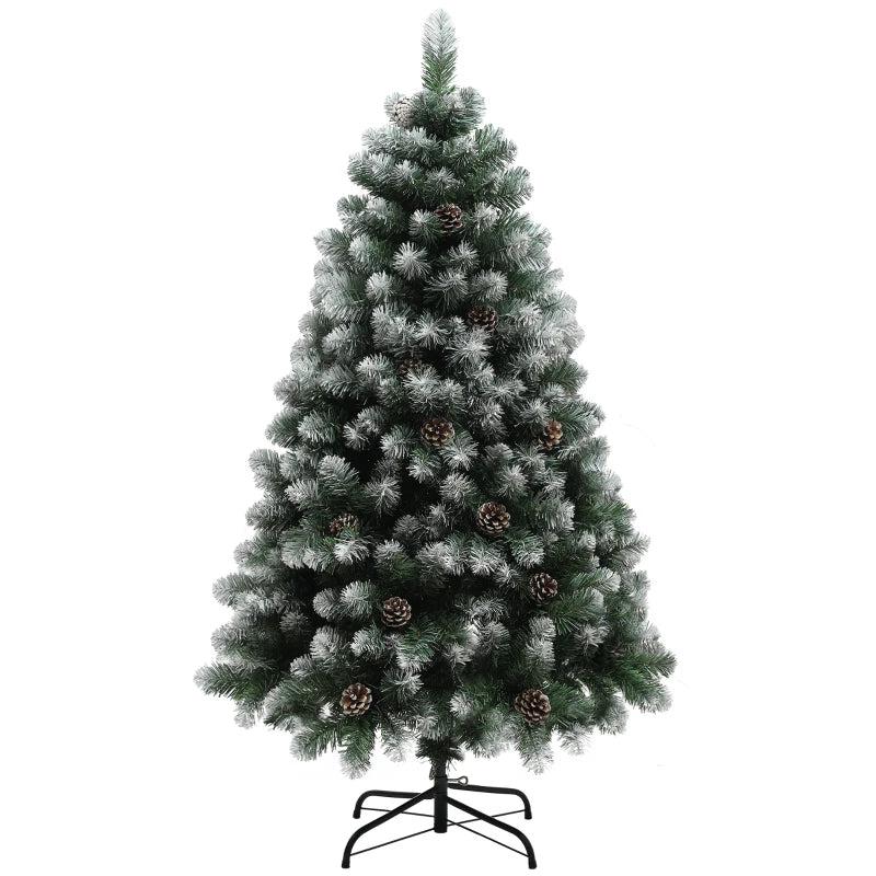 5ft Snow-Dipped Artificial Pine Christmas Tree - Realistic Holiday Decor for Festive Home Decoration