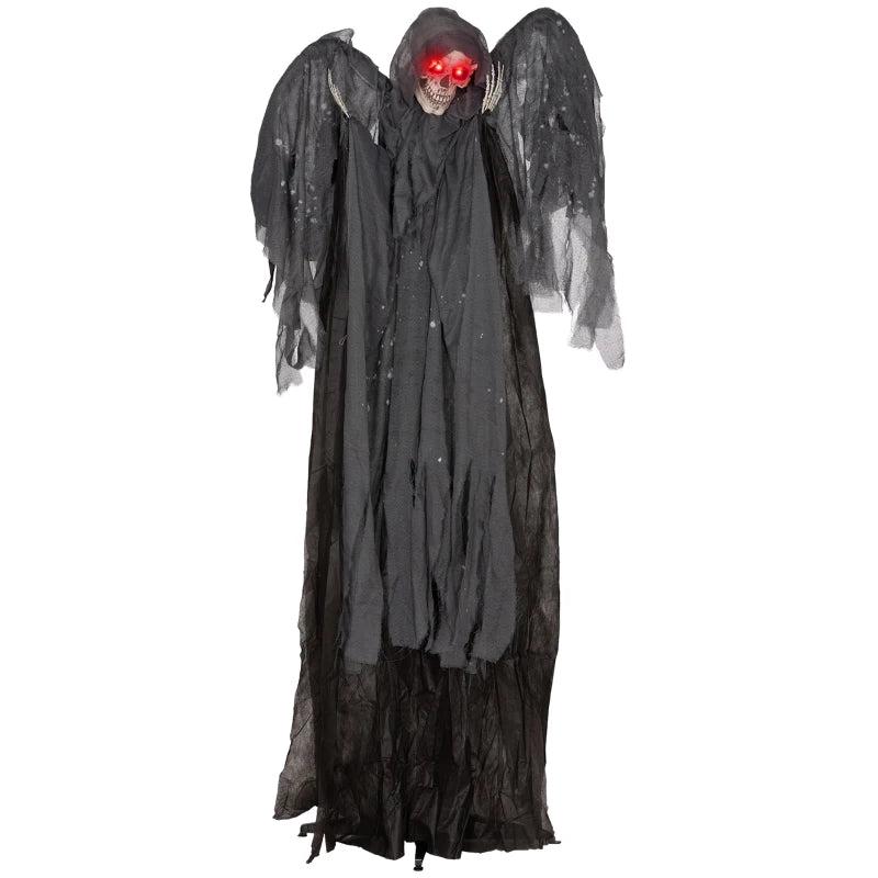 6.3" Grim Reaper Halloween Animatronic with Glowing Eyes - Spooky Decor for Haunted House & Halloween Parties
