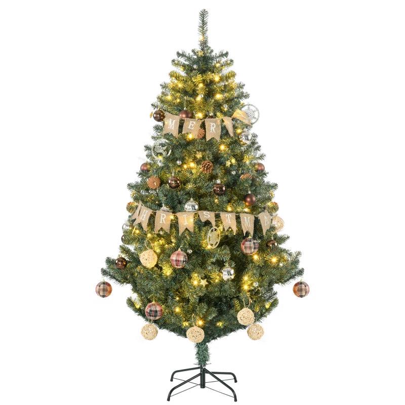 6' Prelit Artificial Christmas Tree with Warm White LED Lights - Holiday Decor, Ornaments, Banners & Tags Included