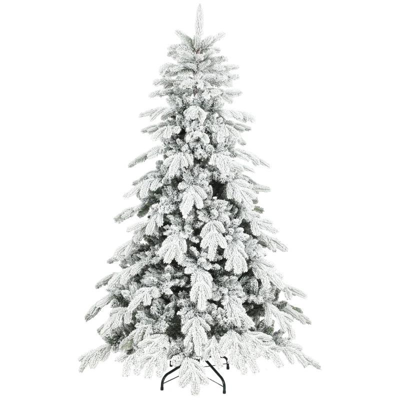 6ft Super Flocked Christmas Tree - Lush Green & White Snowy Tips - Perfect Holiday Decor for Home & Office