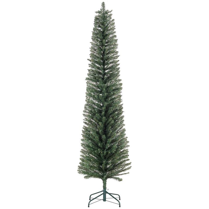 7ft Artificial Green Pencil Christmas Tree - Slim Design for Holiday Decor, Easy Assembly, Perfect for Small Spaces