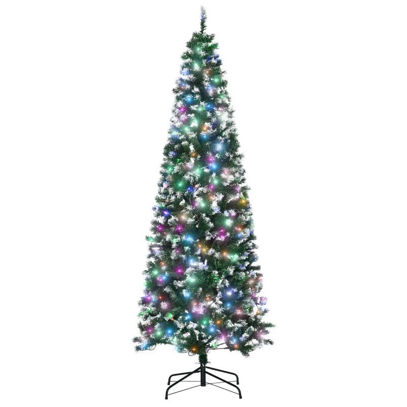7FT Prelit Slim Pencil Christmas Tree - 350 Colorful LED Lights, Realistic Branches, 818 Tips - Perfect Holiday Decoration