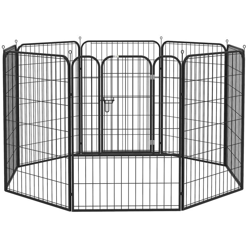 8 Panels Heavy Duty Puppy Playpen for Large & Medium Dogs - Indoor/Outdoor Use, Black Pet Play Yard