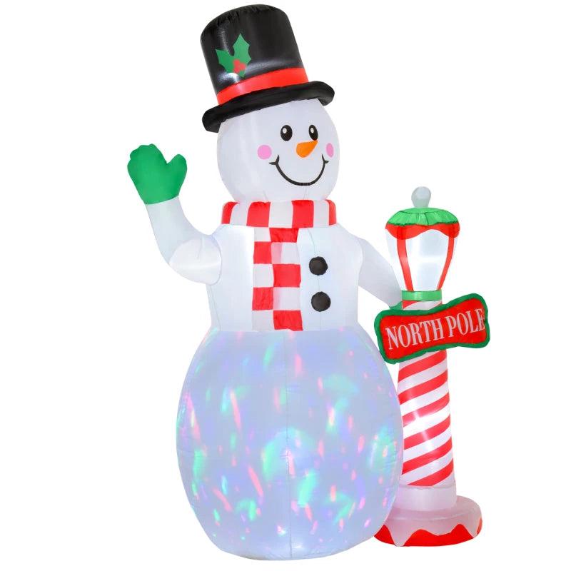 8ft Tall Inflatable Snowman with Street Lamp - Lighted Christmas Decoration for Indoor Outdoor Garden Lawn Party