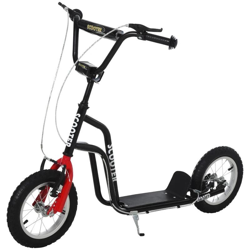 Adjustable Teen Kick Scooter with Inflatable Wheels, Dual Brakes, and Black Finish - Perfect for Fun and Safety!