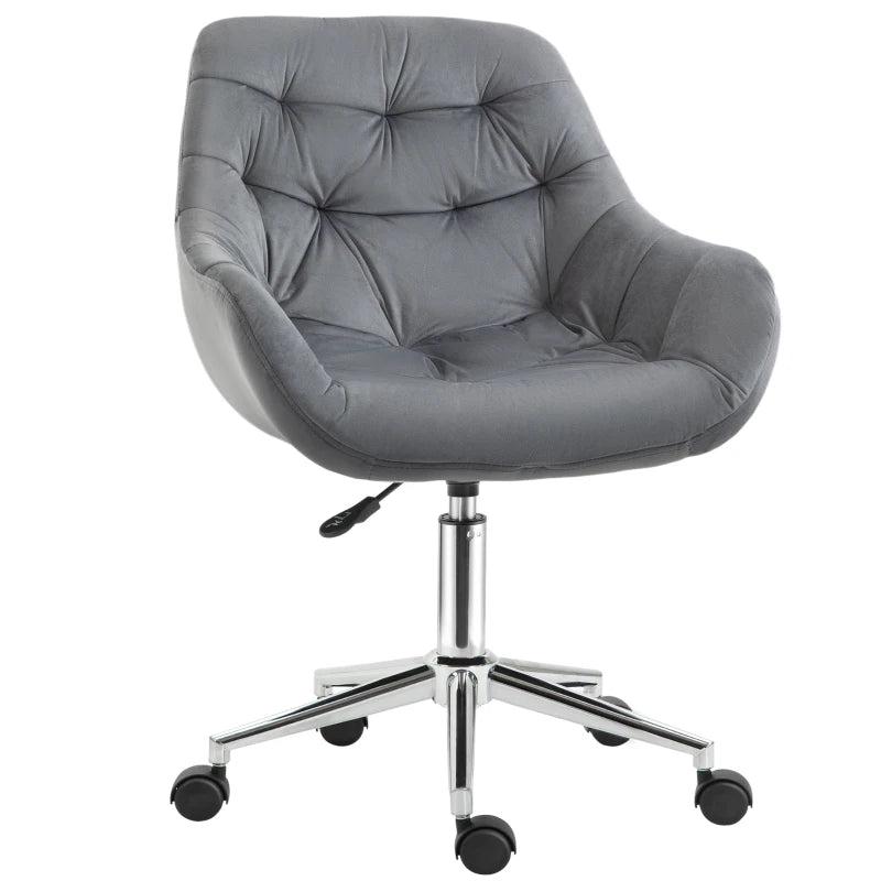 Vinsetto Ergonomic Velvet Home Office Chair - Adjustable Height, Arm & Back Support, Comfy Dark Grey Desk Chair