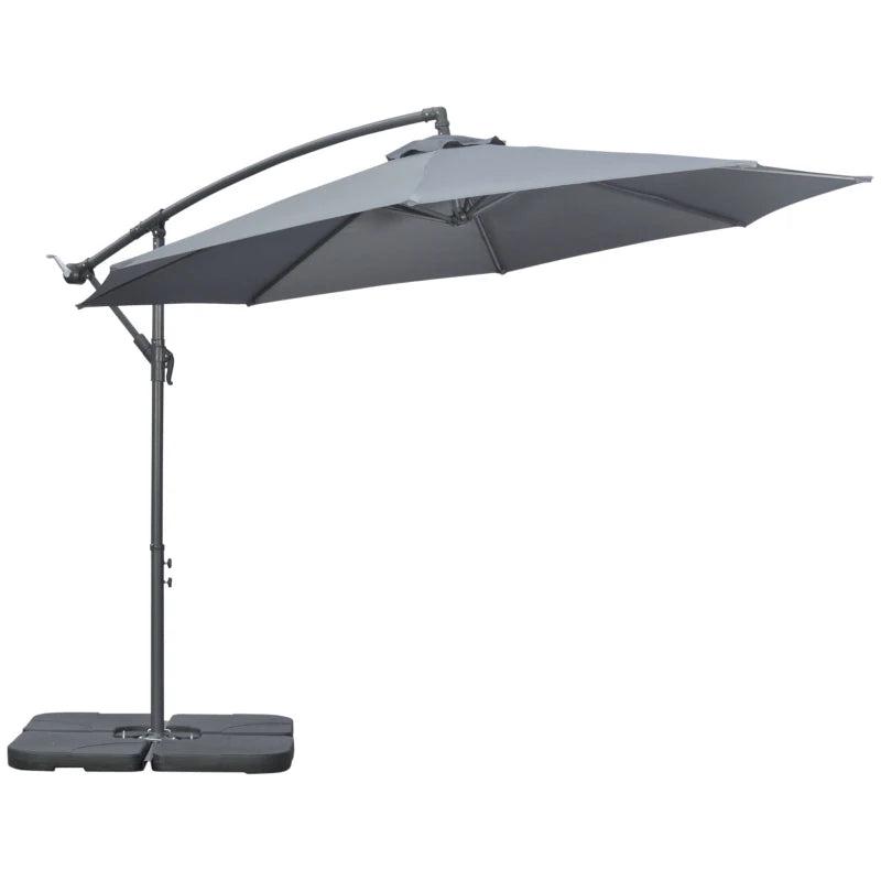 2.47H x 2.92m Dark Grey Banana Parasol With Adjustable Crank Handle