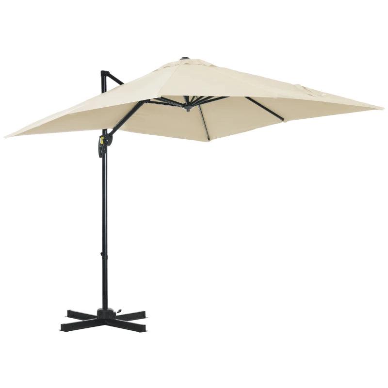 2.5m x 2.5m White Cantilever Parasol With Aluminium Pole