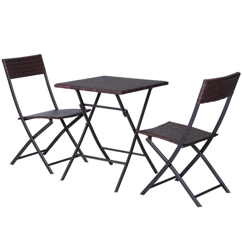 2-Seater Rattan Bistro Set With 1 table and 2 Chairs