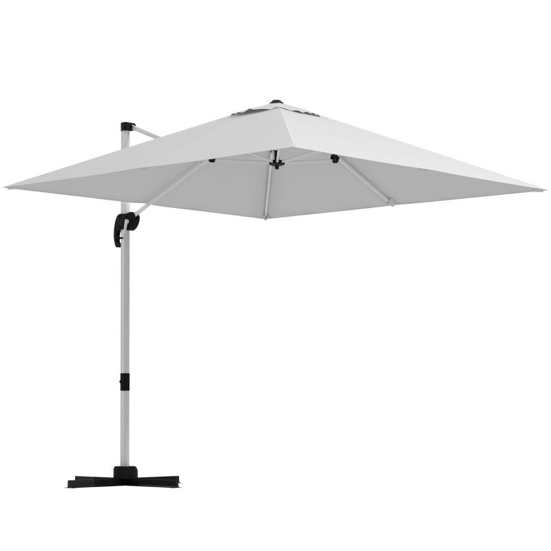 3m x 3m Square Cantilever Parasol with Cross Base - Aluminium Frame