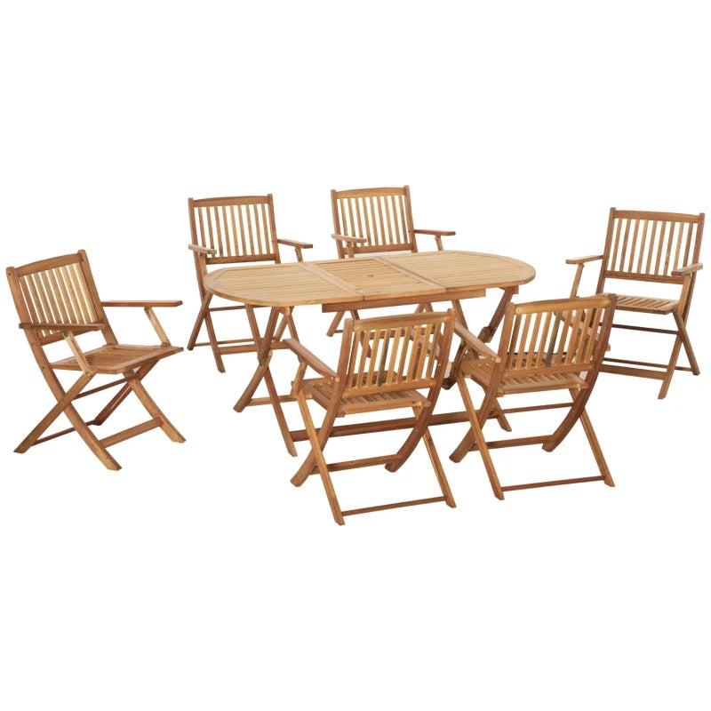 7 Piece Wooden Dining Set - Foldable Chairs