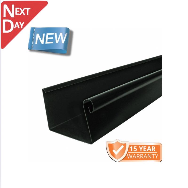 120x75mm Box Profile Black Galvanised Steel Gutter - 3m Length