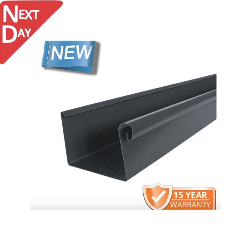 120x75mm Box Profile RAL 7016 Anthracite Grey Galvanised Steel Gutter - 3m Length